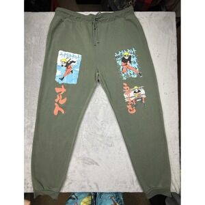 Naruto Shippuden Collection Men's 2XL Green Fleece Graphic Jogger Pants 44W